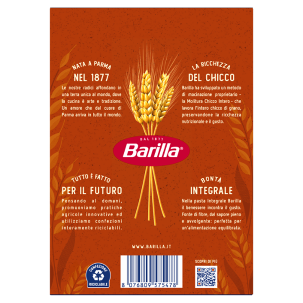 Barilla Pasta Integrale Casarecce 100% grano italiano 500 g