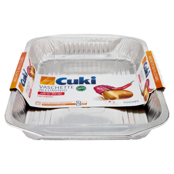 Cuki Cuoce Vaschette Alluminio ultra-forza con manici 8 Porzioni 2 pz