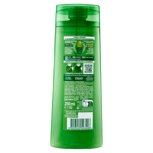 Garnier Fructis Shampoo Cucumber Fresh, shampoo purificante per capelli grassi, 250 ml