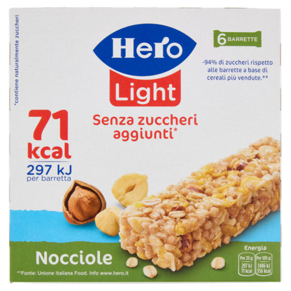 Hero Light Barrette Nocciole 6 x 20 g