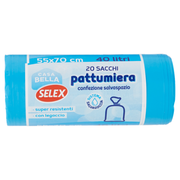 Selex Casa Bella Sacchi Pattumiera Maxi Antigoccia Azzurri Cm 55X70 20 pezzi