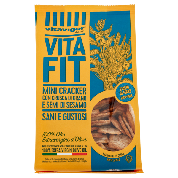 vitavigor VitaFit Mini Cracker con Crusca di Grano e Semi di Sesamo 150 g