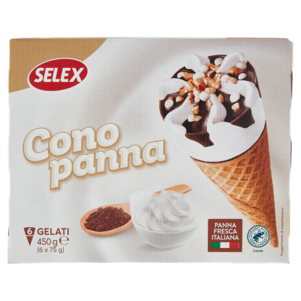 Selex 6 Coni di Gelato Panna 450 g