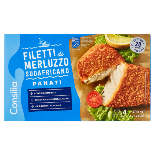 Consilia Filetti di Merluzzo in Croccante Panatura Surgelati 400 g