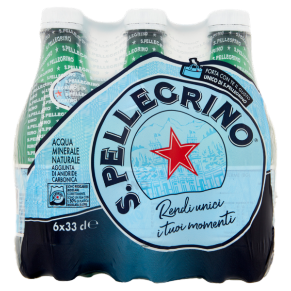 S.PELLEGRINO, Acqua Minerale Naturale Frizzante 33cl x 6