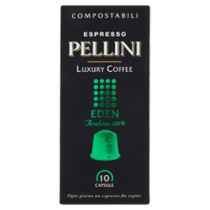 Pellini Espresso Luxury Coffee Eden Arabica 100% 10 Capsule Compostabili 50 g