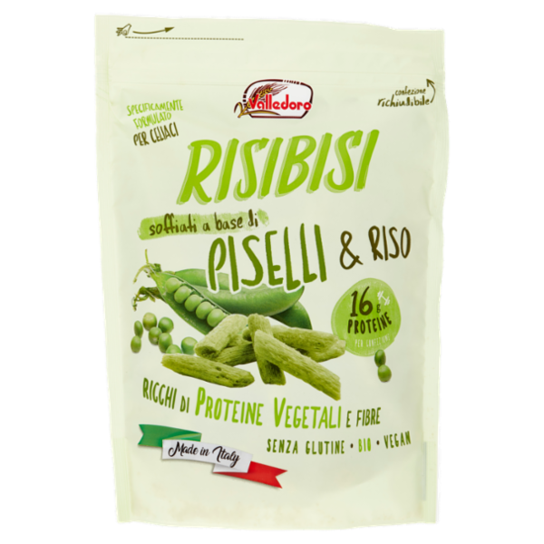 Valledoro Risibisi soffiati a base di Piselli & Riso Bio 80 g