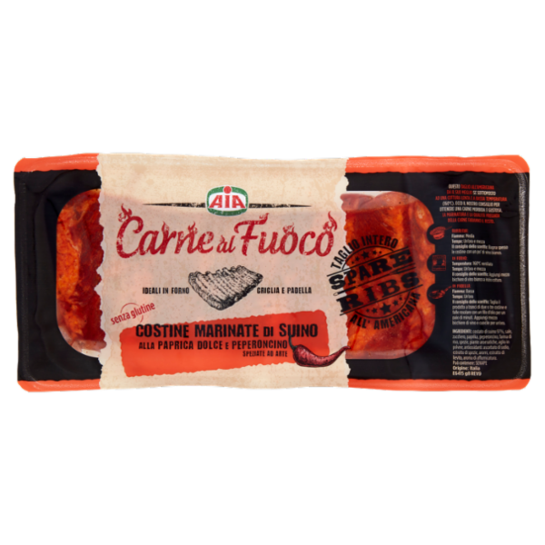 Aia Carne al Fuoco Costine Marinate di Suino alla Paprica Dolce e Peperoncino 0,600 kg