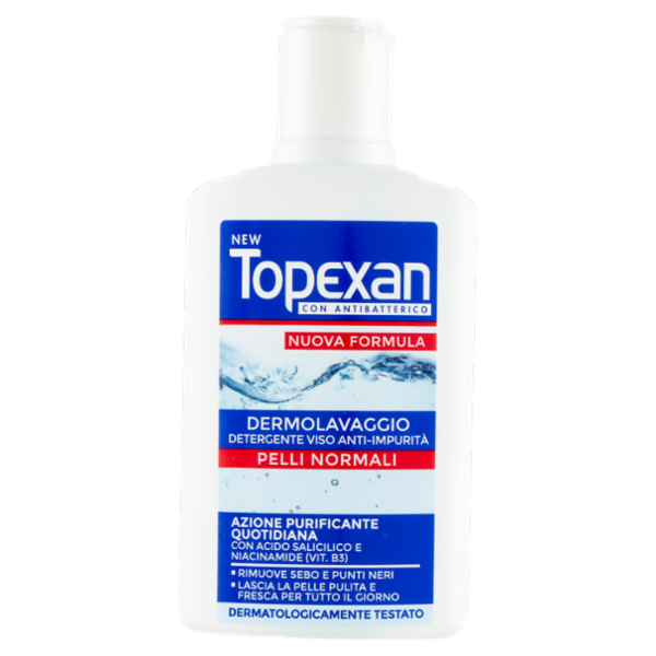 New Topexan con Antibatterico Dermolavaggio Detergente Viso Anti-Impurità Pelli Normali 150 ml