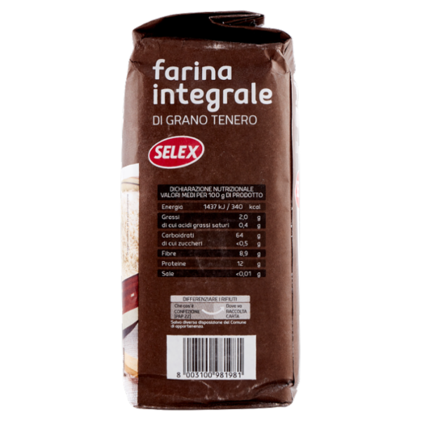 Selex Farina Integrale di Grano Tenero 1 kg