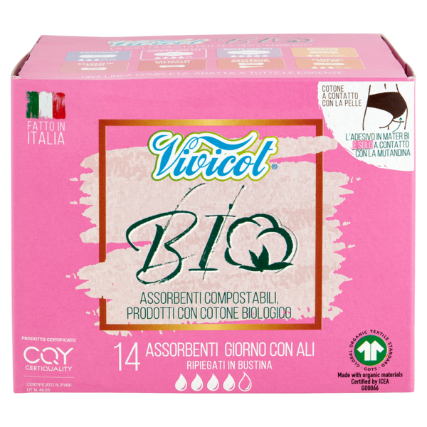 Vivicot Bio Assorbenti Giorno con Ali Ripiegati in Bustina 14 pz