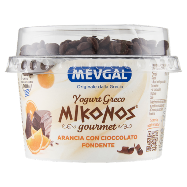 Mevgal Mikonos gourmet Yogurt Greco Arancia con Cioccolato Fondente 165 g