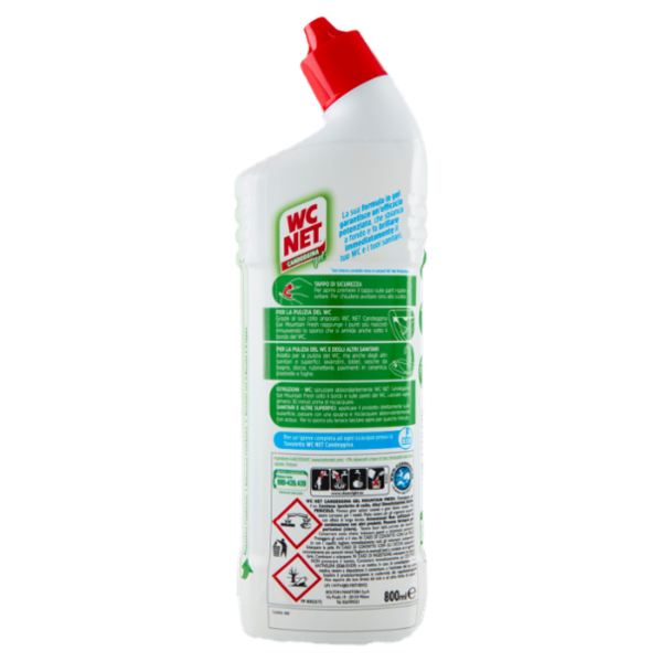 Wc Net - Candeggina Gel Extra White, Detergente per Sanitari e Superfici, Mountain Fresh, 800 ml