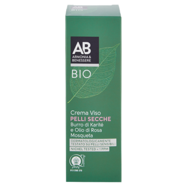 Armonia & Benessere Crema Viso per Pelli Secche Bio con Burro di Karitè e Olio Rosa Mosqueta 50 ml