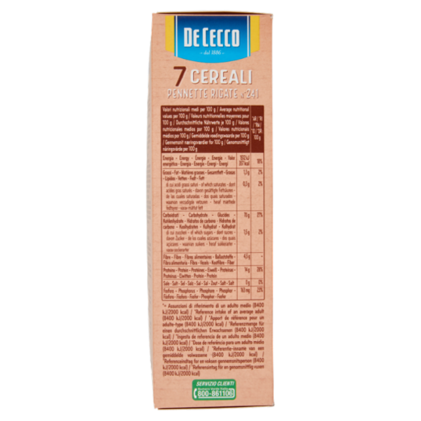De Cecco 7 Cereali Pennette Rigate N°241 400 g