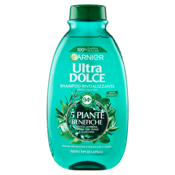 Garnier Ultra Dolce Shampoo 5 Piante per capelli normali, senza parabeni, estratti naturali, 300 ml
