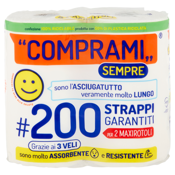 Comprami Sempre Asciugatutto #200 Strappi Maxirotoli 2 pz