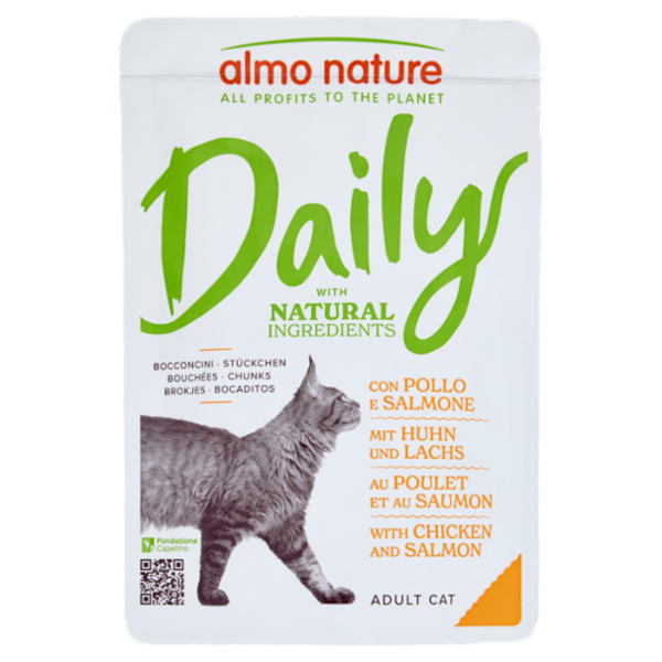 almo nature Daily Adult Cat Bocconcini con Pollo e Salmone 70 g