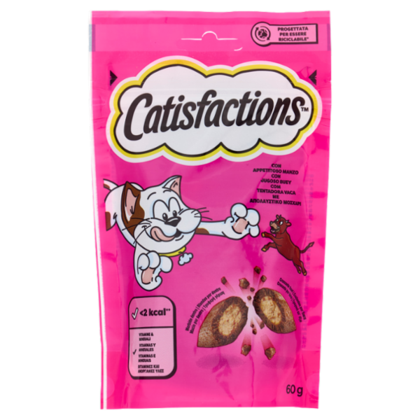Catisfactions Snack Gatto con Appetitoso Manzo 60 g