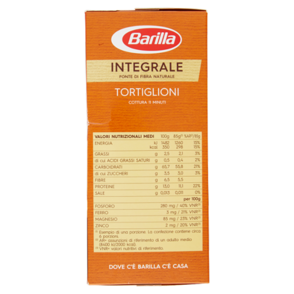 Barilla Pasta Integrale Tortiglioni 100% grano italiano 500 g