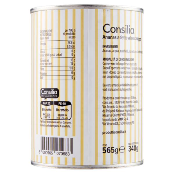 Consilia Ananas allo Sciroppo 565 g