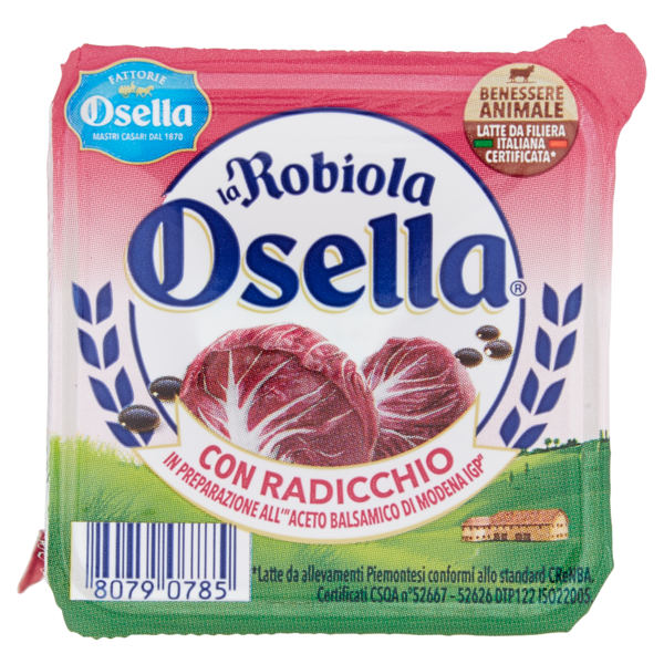 La Robiola Osella specialità di formaggio fresco con radicchio all'Aceto Balsamico di Modena IGP 90g