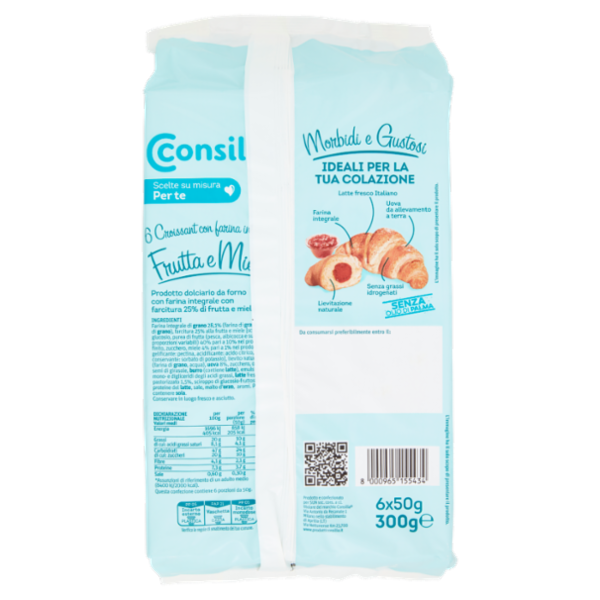 Consilia Scelte su misura Per te Croissant con farina integrale Frutta e Miele 6 x 50 g