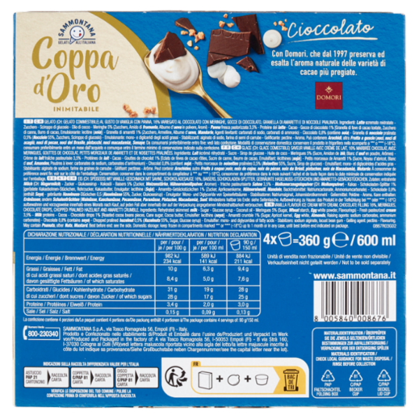 Sammontana Coppa d'Oro Cioccolato 4 x 90 g