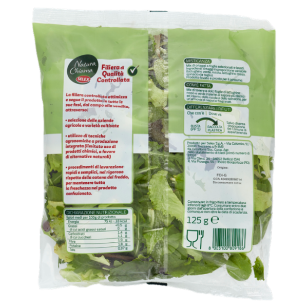 Selex Natura Chiama Misticanza Lavata e Pronta per il Consumo 125 g
