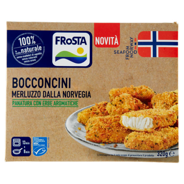Frosta Bocconcini Merluzzo dalla Norvegia Panatura con Erbe Aromatiche 320 g