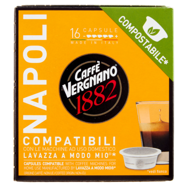 Caffè Vergnano 1882 Napoli Compostabile** Capsule Compatibili Lavazza a Modo Mio* 16 x 7,5 g