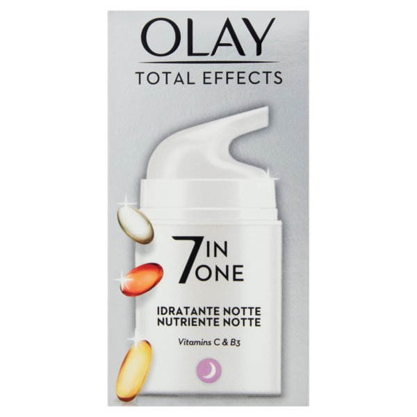 Olay Crema Viso Notte Total Effects 7in1 - Idratante e Nutriente - Vitamine C & B3 - 50 ml