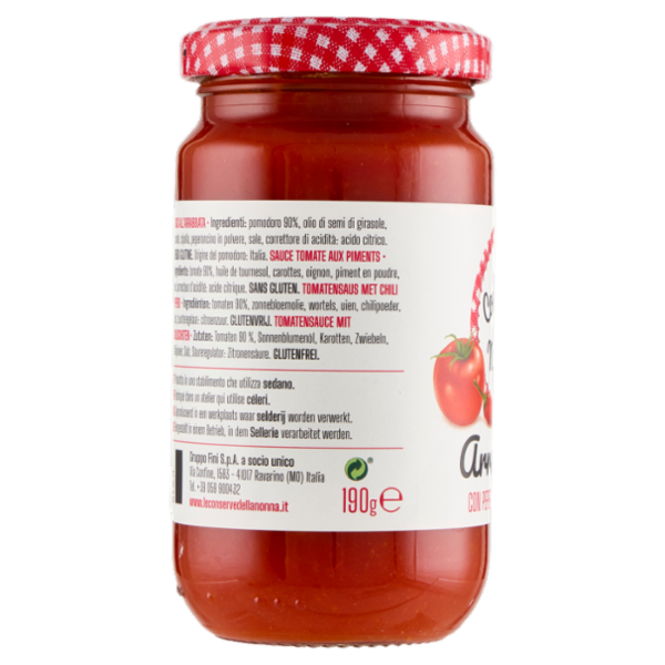 Le Conserve della Nonna Sugo all'Arrabbiata con peperoncino calabrese 190 g