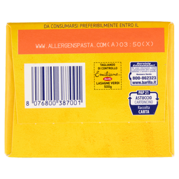 Barilla Emiliane Lasagne Verdi Pasta all'Uovo 500 g