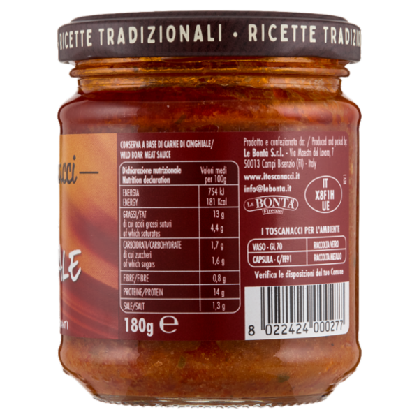 I toscanacci Ragù di Cinghiale 180 g