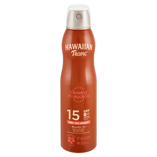 Hawaiian Tropic Glowing Protection Olio Secco Spray Continuo SPF 15 Media 177 mL