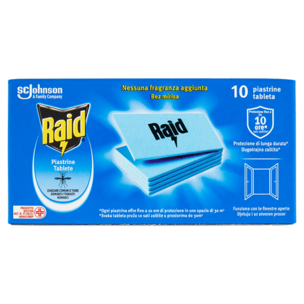 Raid Piastrine Antizanzare Comuni e Tigre, Azione prolungata, Ricarica 10 pezzi