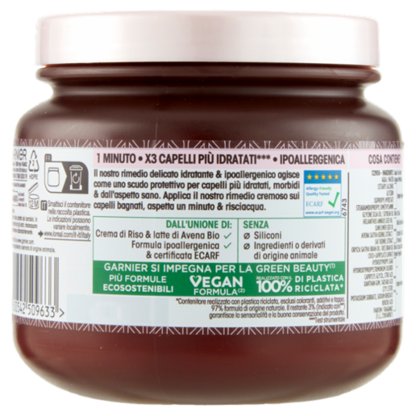 Garnier Ultra Dolce Hair Remedy Maschera per Capelli Delicata e Idratante Delicatezza d'Avena, 340ml