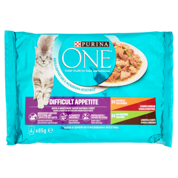 PURINA ONE Single Serve - Appetito Difficile - Pollo e Manzo/ Tacchino e Anatra - 4x85g