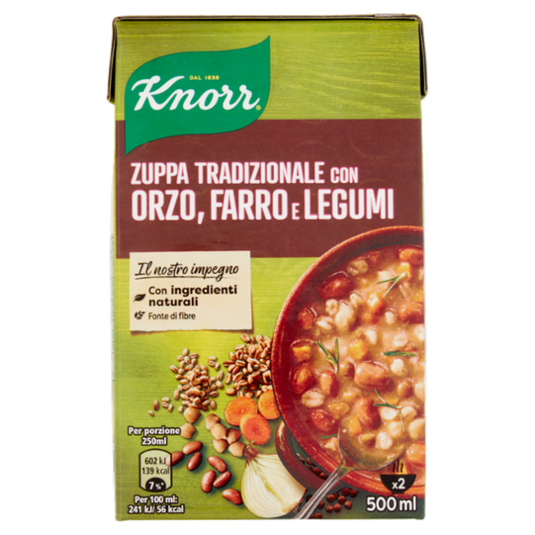 Knorr Zuppa Tradizionale con Orzo, Farro e Legumi 500 ml