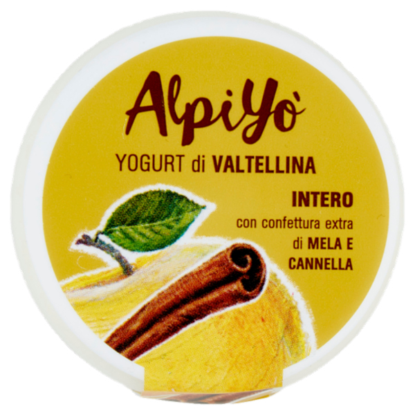 AlpiYò Yogurt di Valtellina Intero con confettura extra di Mela e Cannella 125 g