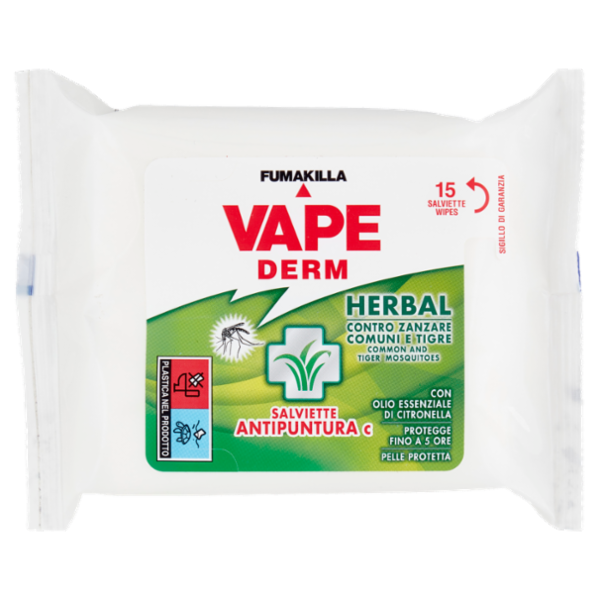 VAPE Derm Herbal Salviette Antipuntura c 15 pz