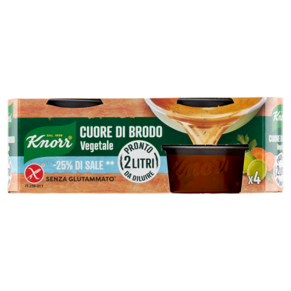 Knorr Cuore di Brodo Vegetale -25% di Sale ** 4 x 28 g