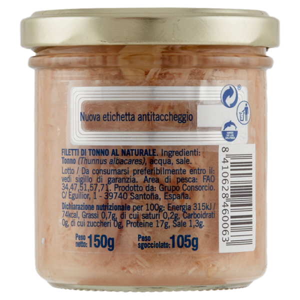 Consorcio Filetti di Tonno al naturale 150 g