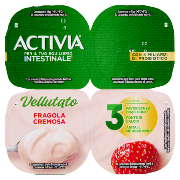 ACTIVIA Vellutato Fragola 4 vasetti x 125 g