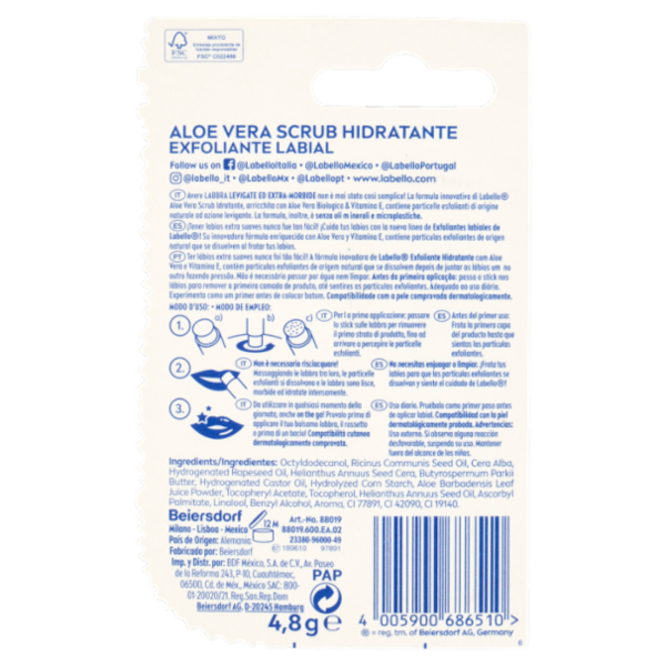 Labello Aloe Vera Scrub Hidratante 4,8 g