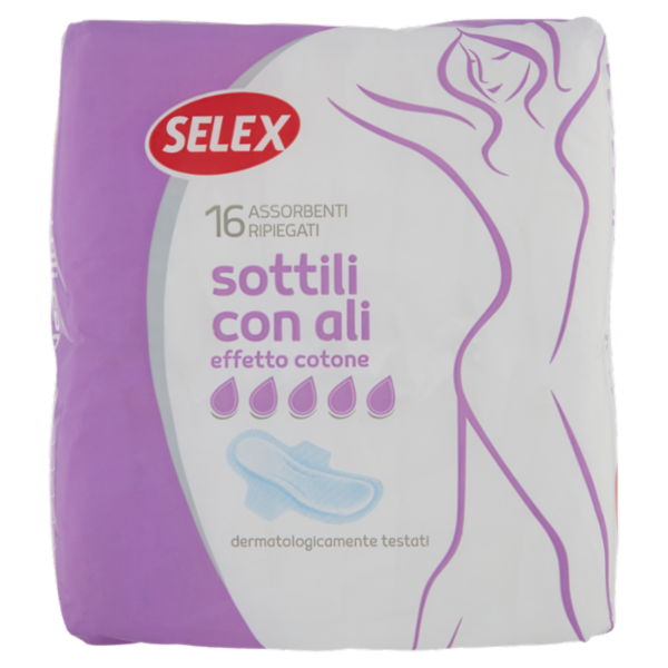 Selex Assorbenti Sottili con Ali Effetto Cotone Ripiegati 16 pezzi
