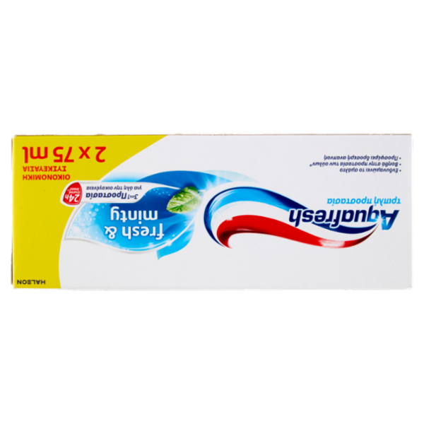 Aquafresh Dentifricio Tripla Protezione Smalto Forte Gengive Sane Gusto Menta Fresca Pacco da 2x75ml