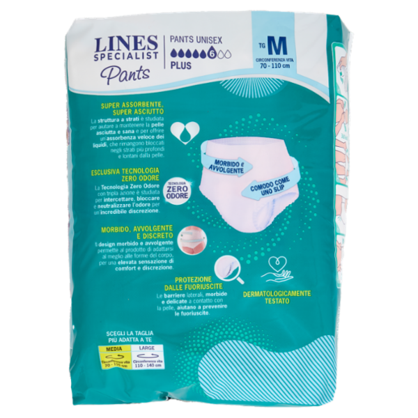 Lines Specialist Unisex Plus Pants Ipoallergenici Tg. M 7 pz