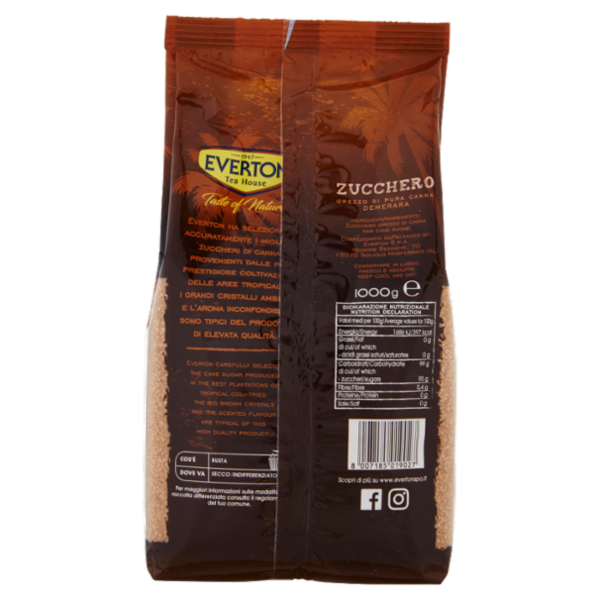 Everton Taste of Nature Zucchero Grezzo di Pura Canna Demerara 1000 g